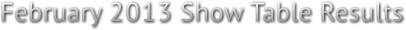 February 2013 Show Table Results February 2013 Show Table Results